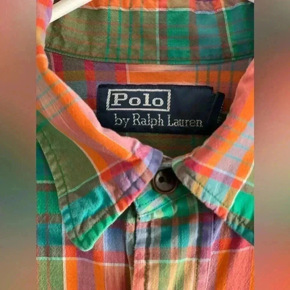 Polo by Ralph Lauren : button down shirt with roll up tabs on sleeves.